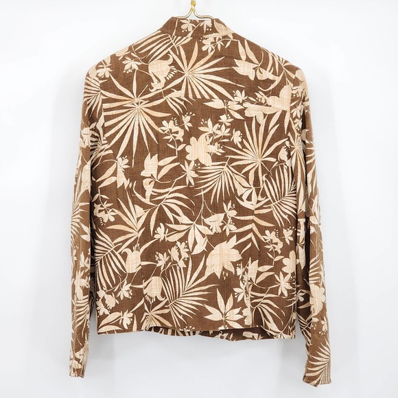Charter Club Neutral Tropical Linen Silk Women's Blazer Size 6 - Picture 3 of 4
